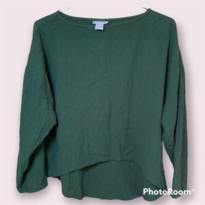 Soft Surroundings Green Dolman Sleeve 100% Cotton Cottagecore Top